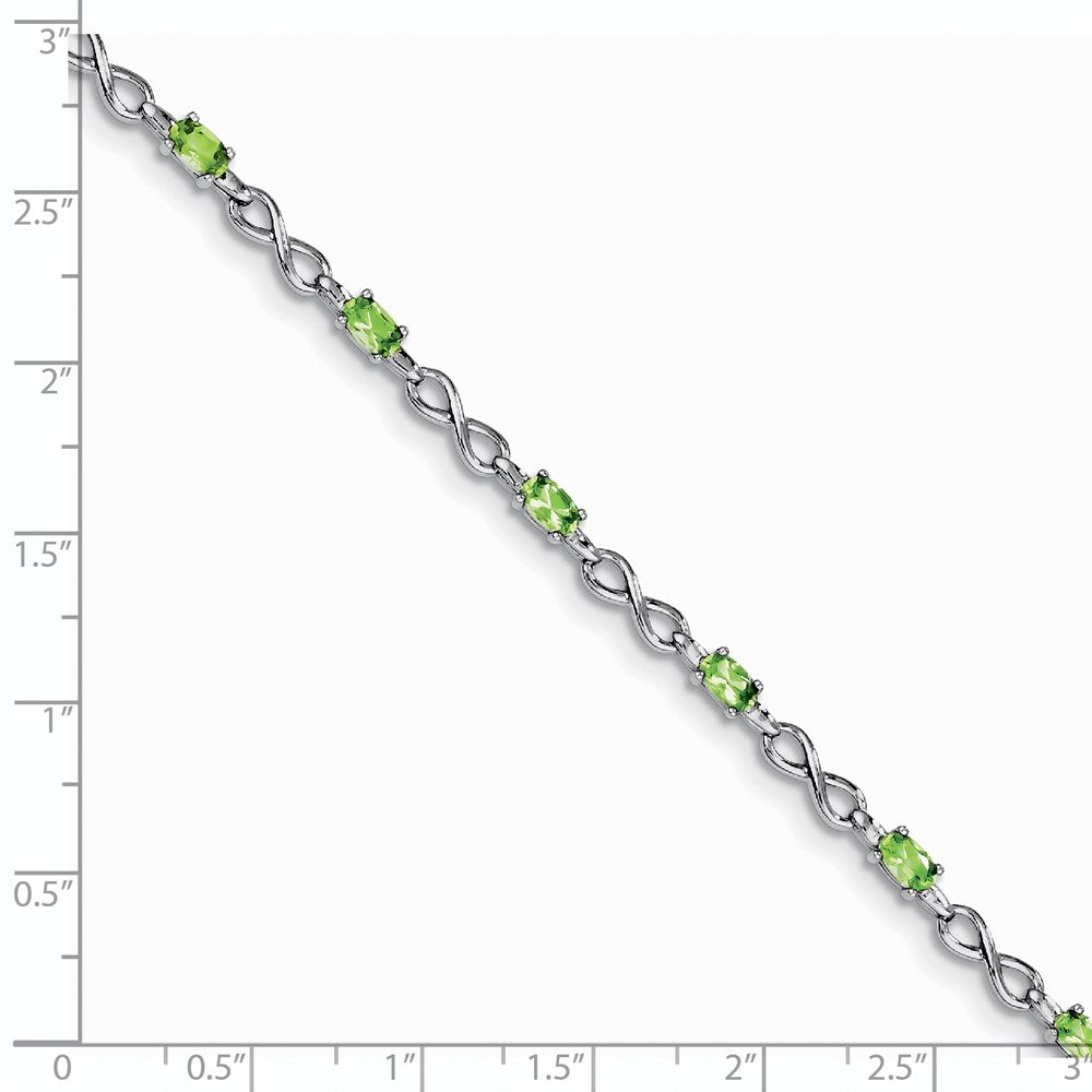 Sterling Silver Rhodium-plated Peridot Bracelet 7 inches