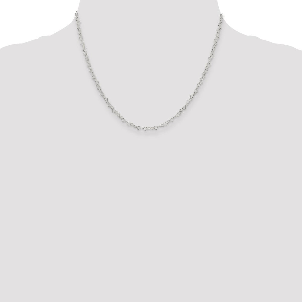 Sterling Silver 3.5mm Fancy Heart Link Chain 18 Inches