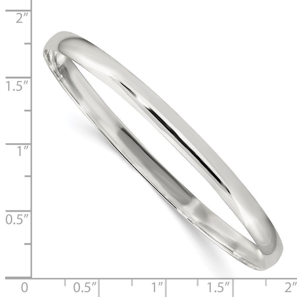 Sterling Silver 4.5mm Solid Polished Plain Slip-On Bangle Bracelet 7.5 inches