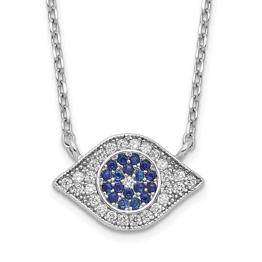 Sterling Silver Rhodium-plated Polished CZ Eye 17 inch Necklace 17 Inches
