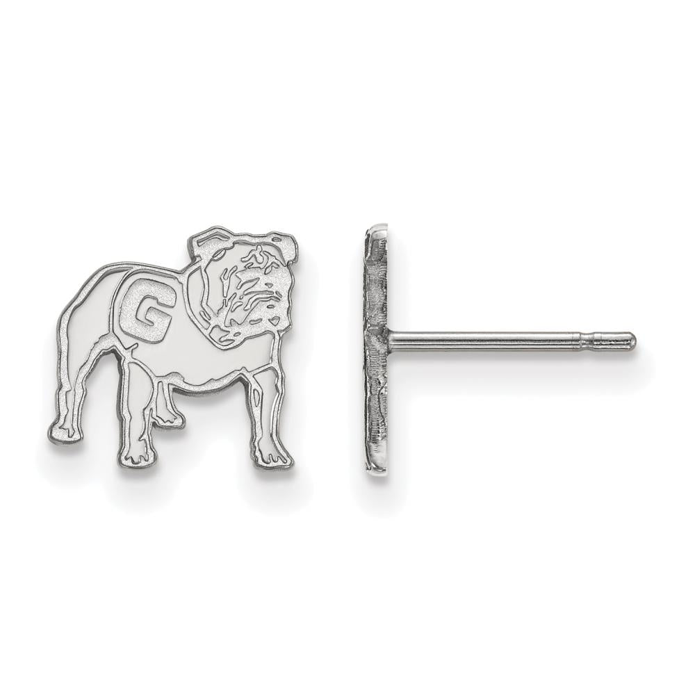 Sterling Silver Rhodium-plated LogoArt University of Georgia Bulldog Extra Small Post Earrings QSS064UGA