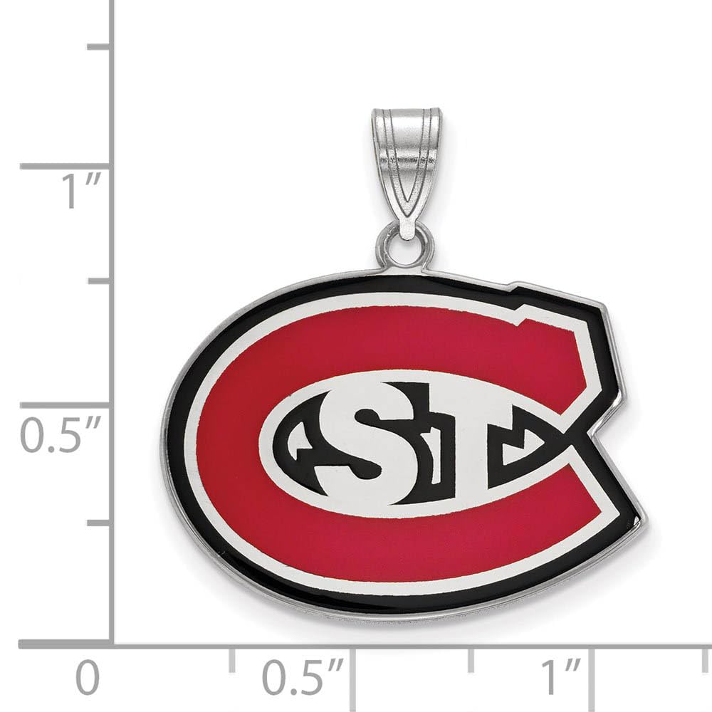 LogoArt Sterling Silver St. Cloud State Large Enamel Pendant Necklace