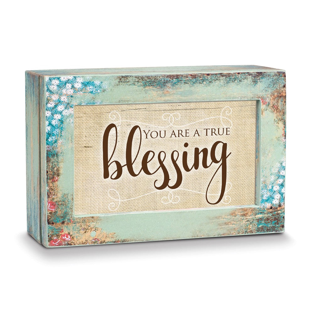 Decoupage Distressed Finish Wood YOU ARE A TRUE BLESSING Music Box (Plays How Great Thou Art) Q-GM18531