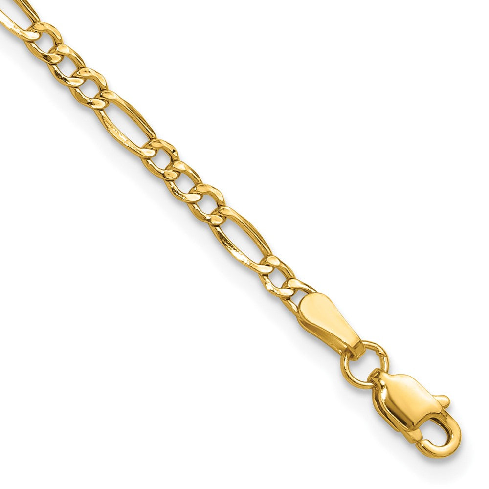 14k 2.5mm Semi-Solid Figaro Chain
