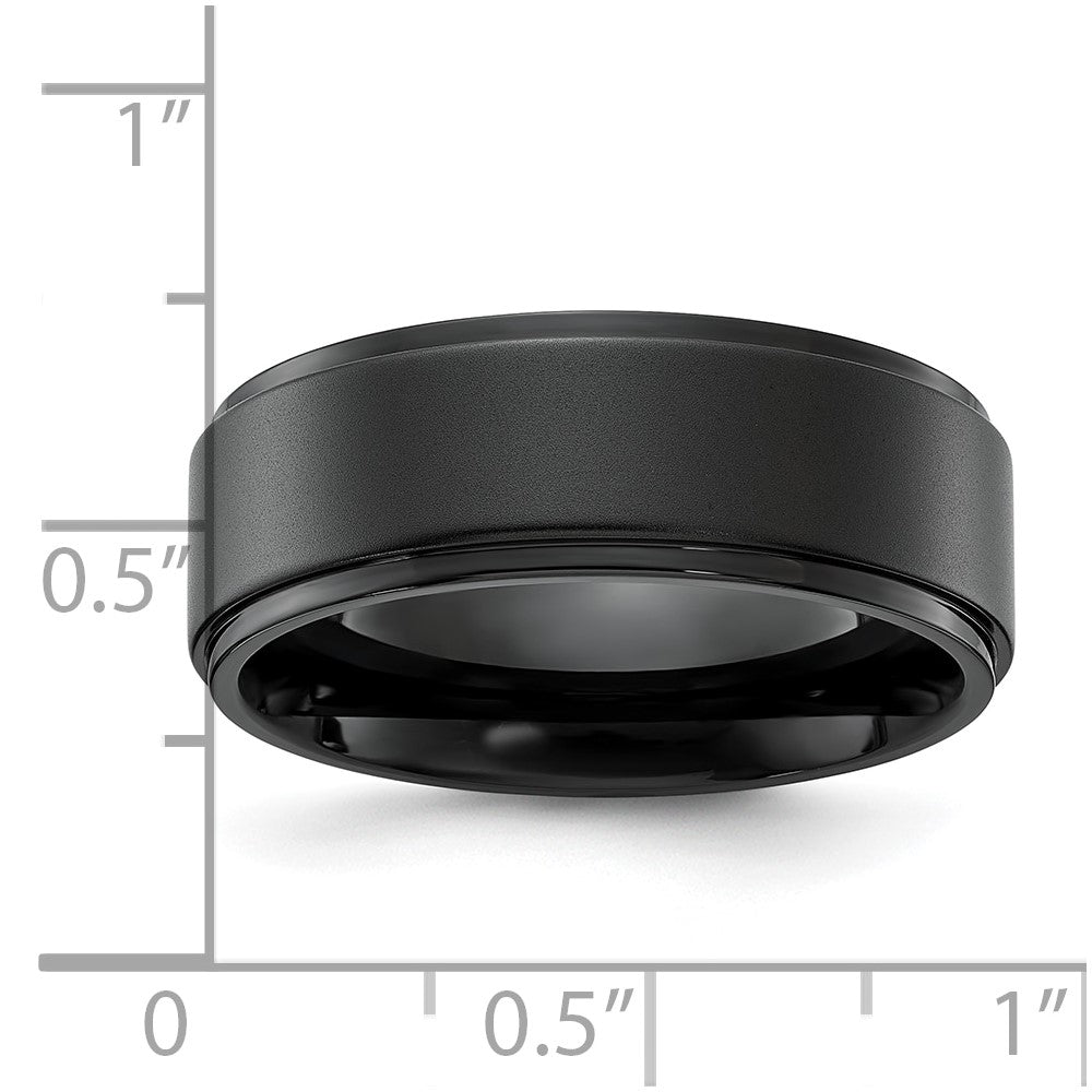 Chisel Stainless Steel Polished Black IP-plated Brushed Center 8mm Band Size - 10.5