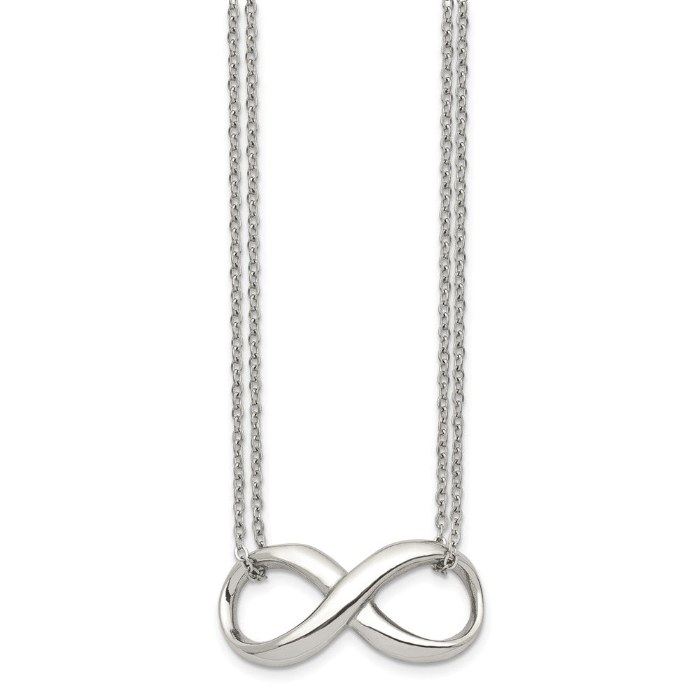 Stainless Steel Polished Two Strand Infinity 18in Necklace
