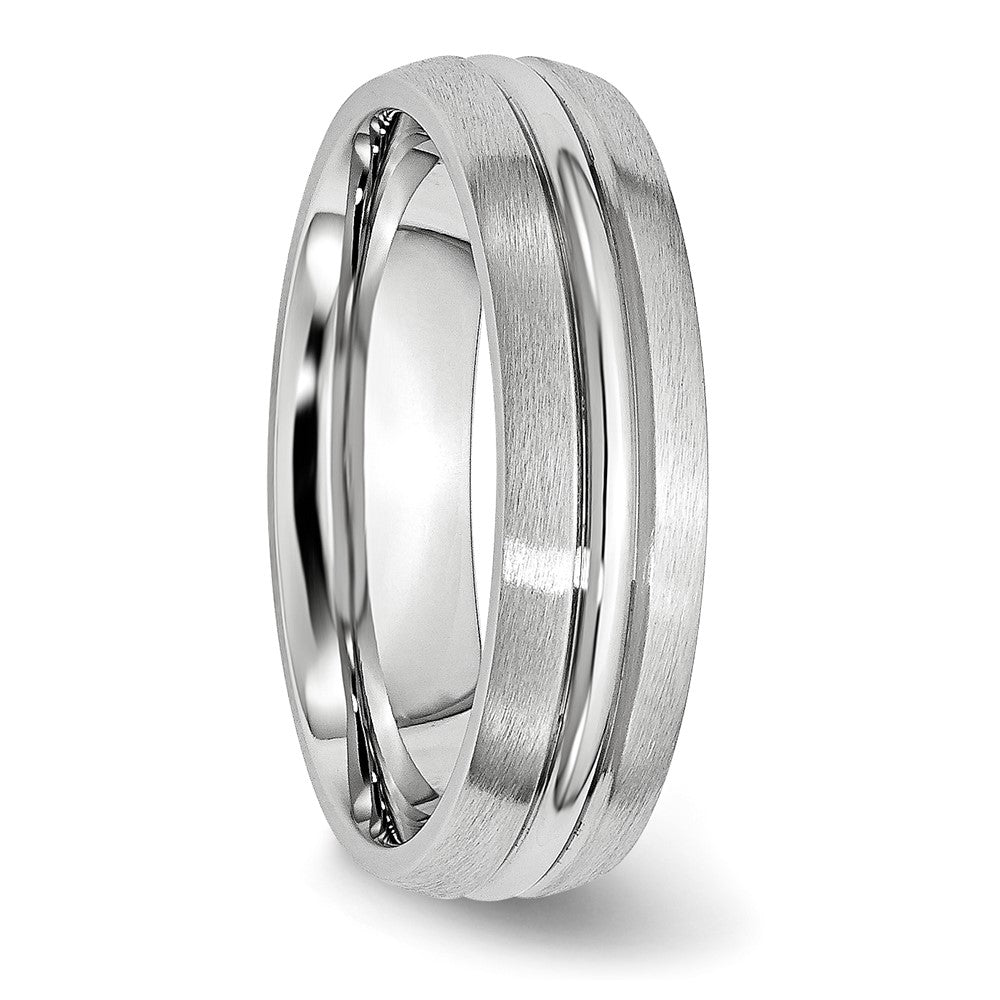 Cobalt Satin and Polished Grooved 6mm Band Size - 13