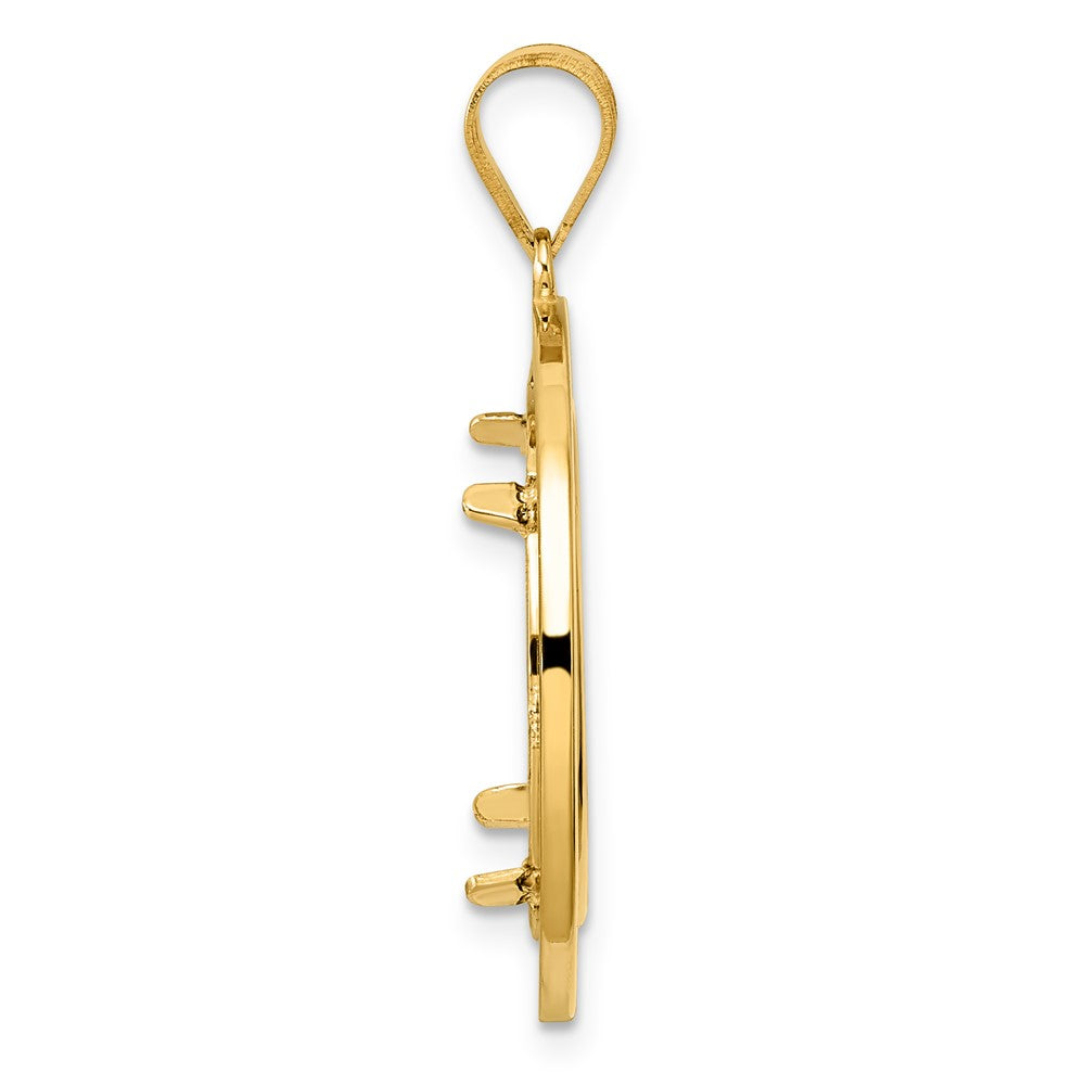 14k Polished Black Epoxy Centerline with 18.0mm Prong Coin Bezel Pendant