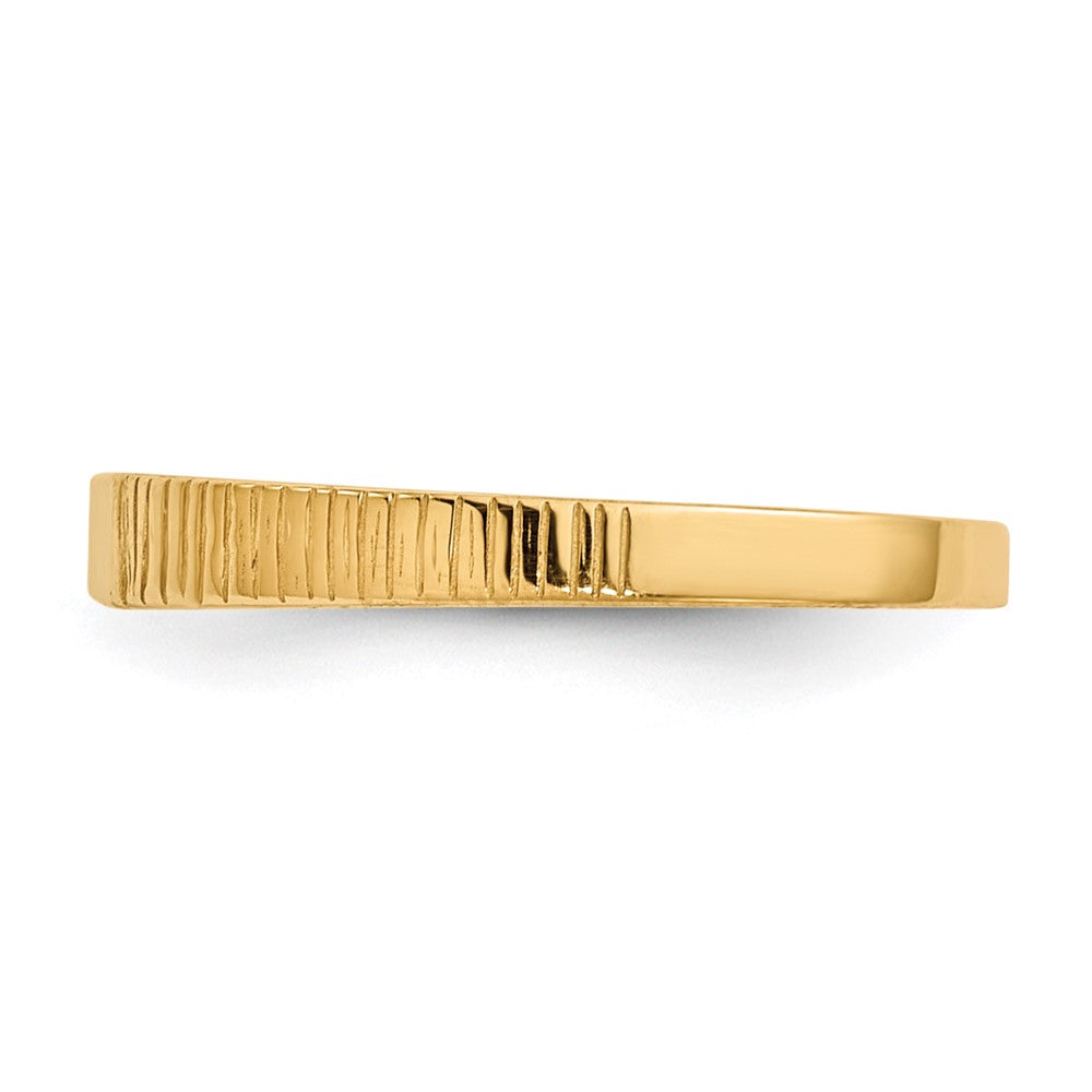 14k Polished & Ridged Baby Ring Size 2