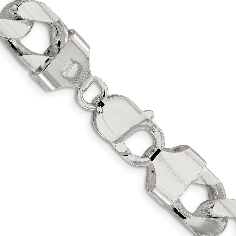 Sterling Silver 11mm Domed w/ Side D/C Curb Chain 24 Inches