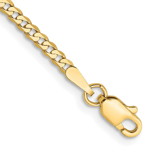 14K 8 inch 2.2mm Flat Beveled Curb with Lobster Clasp Bracelet 8  inches