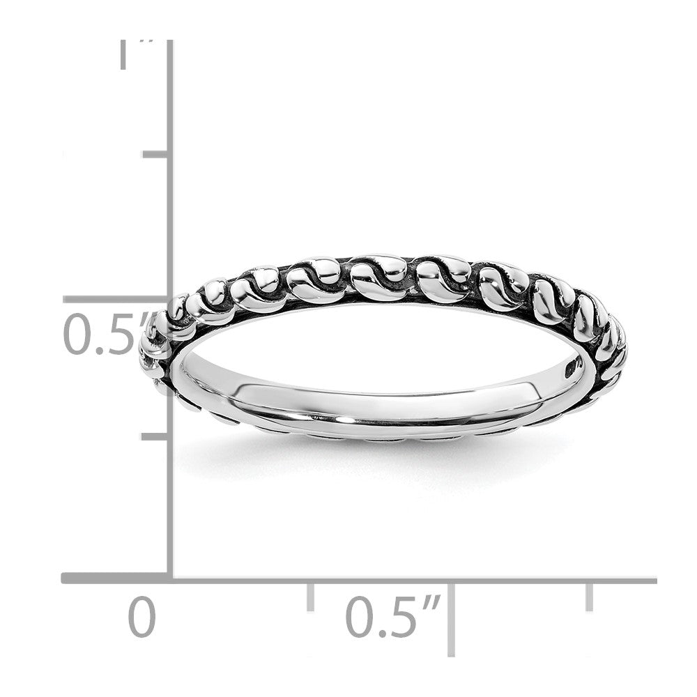 Sterling Silver Stackable Expr Polished Swirl Antiqued Eternity Ring