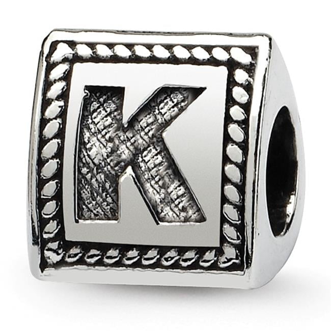Reflection Beads QRS1429K Sterling Silver Letter K Triangle Block Bead
