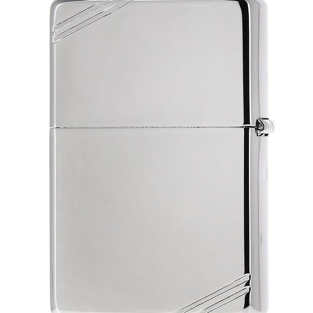 Zippo Vintage High Polish Chrome with Slashes Pocket Lighter