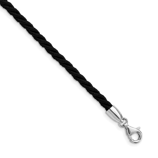 Sterling Silver Rhodium-plated 18inch Black Satin Cord Necklace 18 Inches
