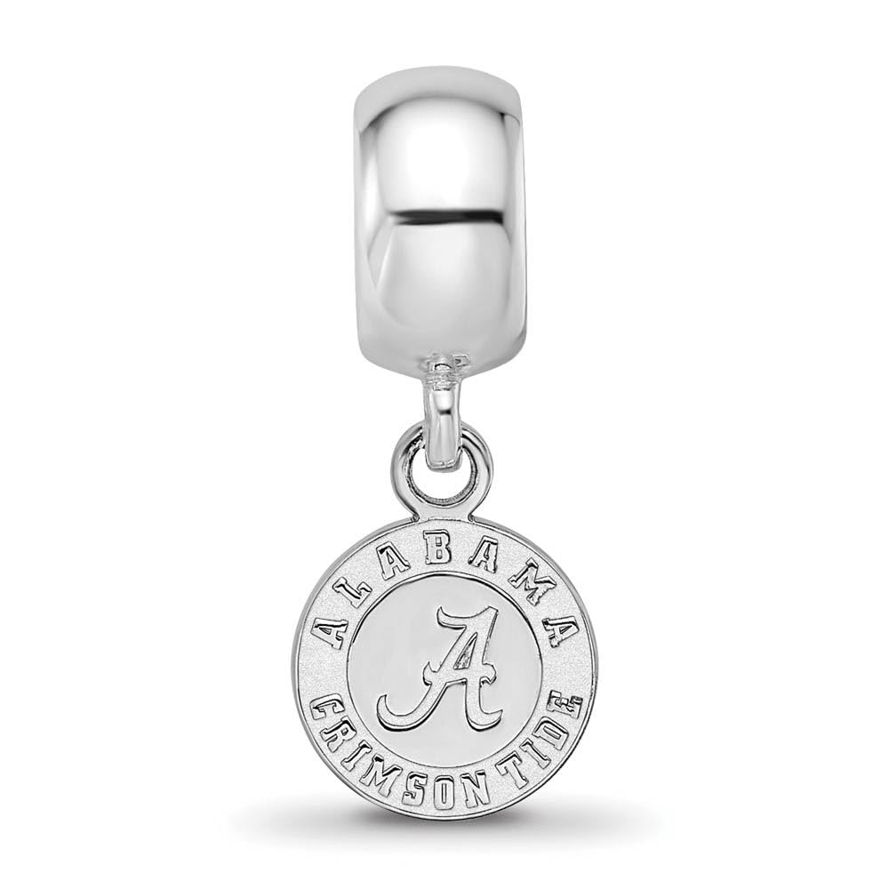 Sterling Silver Rhodium-plated LogoArt University of Alabama Crimson Tide Extra Small Dangle Bead Charm