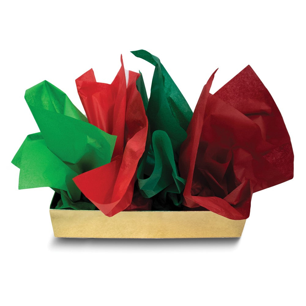 Four Color 48 Sheet Light Red, Dark Red, Light Green, Dark Green Mixed Tissue Paper Set - 12 Each Color