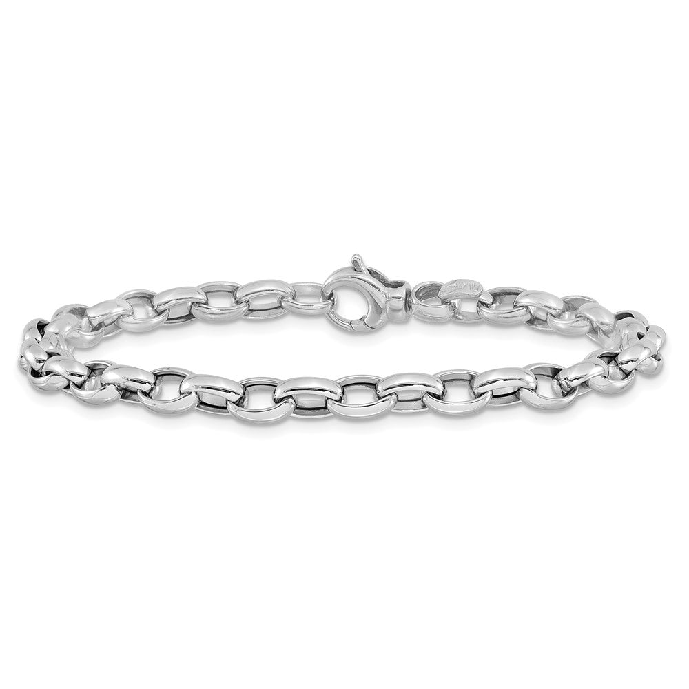 14K White Gold Polished Fancy Link Bracelet 7.5  inches