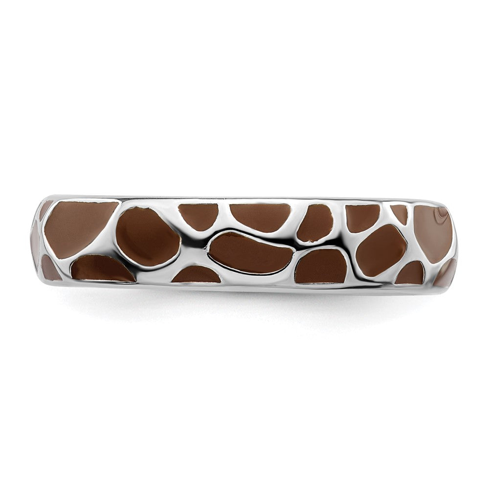 Sterling Silver Stackable Expressions Polished Enameled Animal Print Ring Size -8