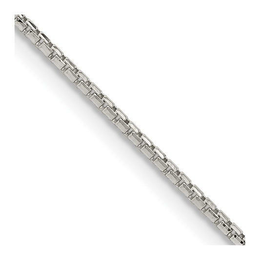 Sterling Silver 1.3mm Diamond-cut Round Box Chain 16 Inches