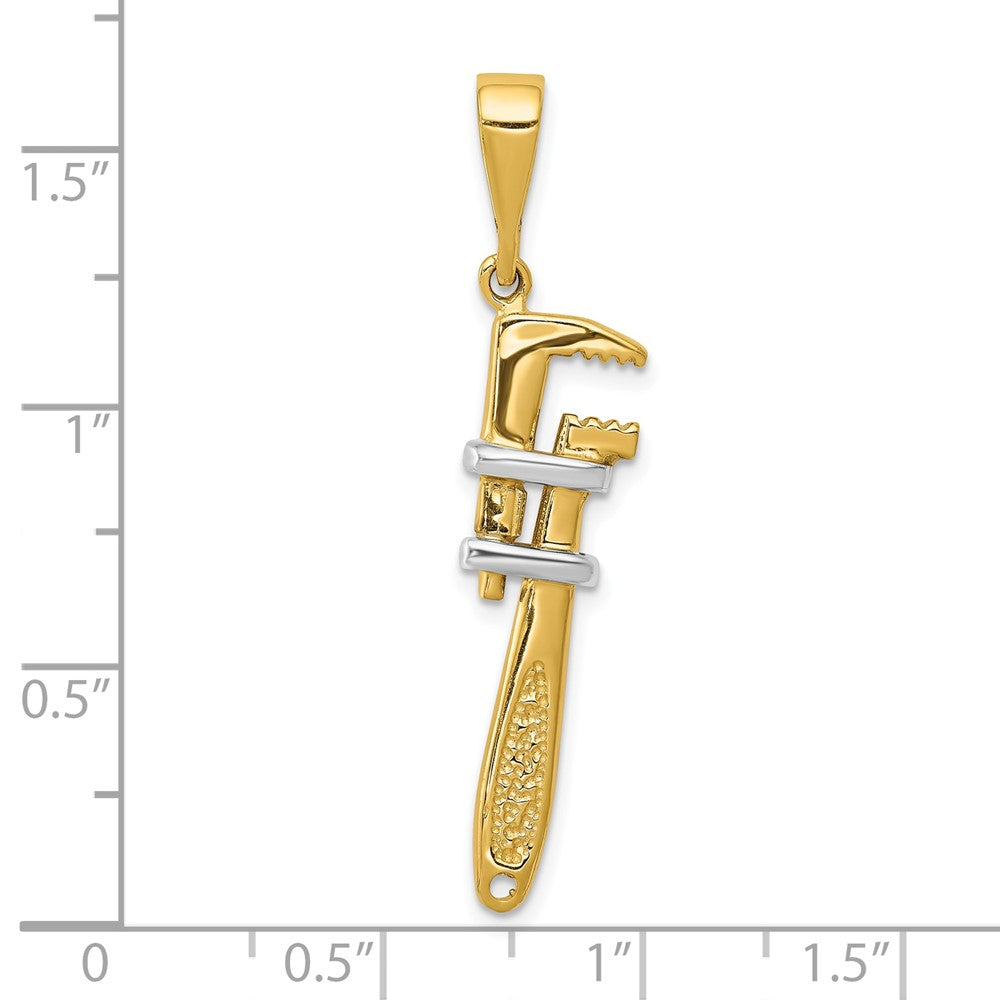 10k & Rhodium 3-D Plummer's Wrench Charm