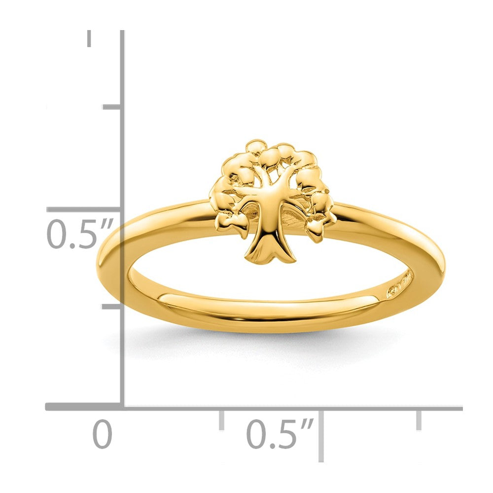 Sterling Silver Stackable Expressions Yellow-plated Tree Ring