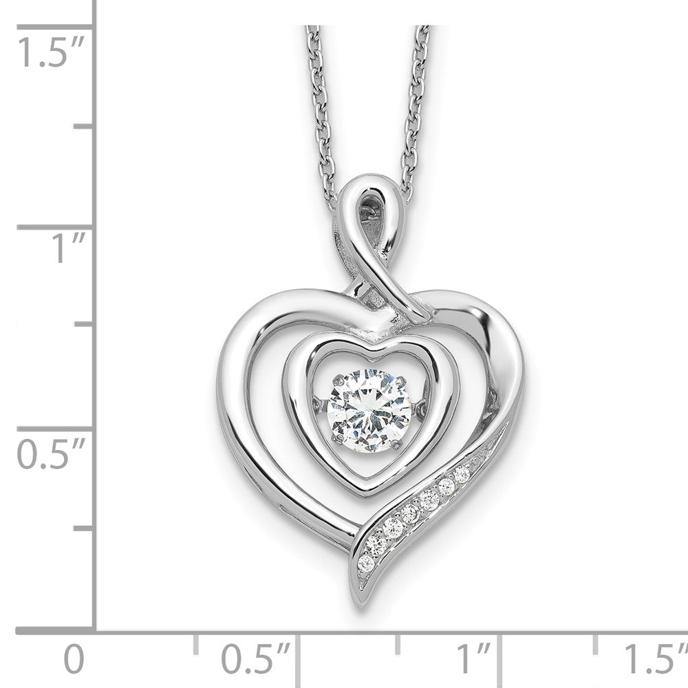 Cheryl M Sterling Silver Rhodium-plated Brilliant-cut Vibrant CZ Awareness Heart 18 Inch Necklace with 2 Inch Extender 18 Inches