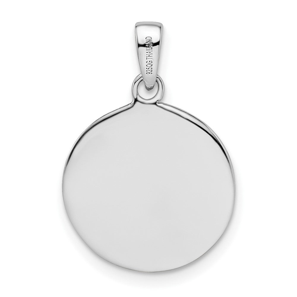 Sterling Silver Rhodium-plated Oxidized Circle Tree Pendant