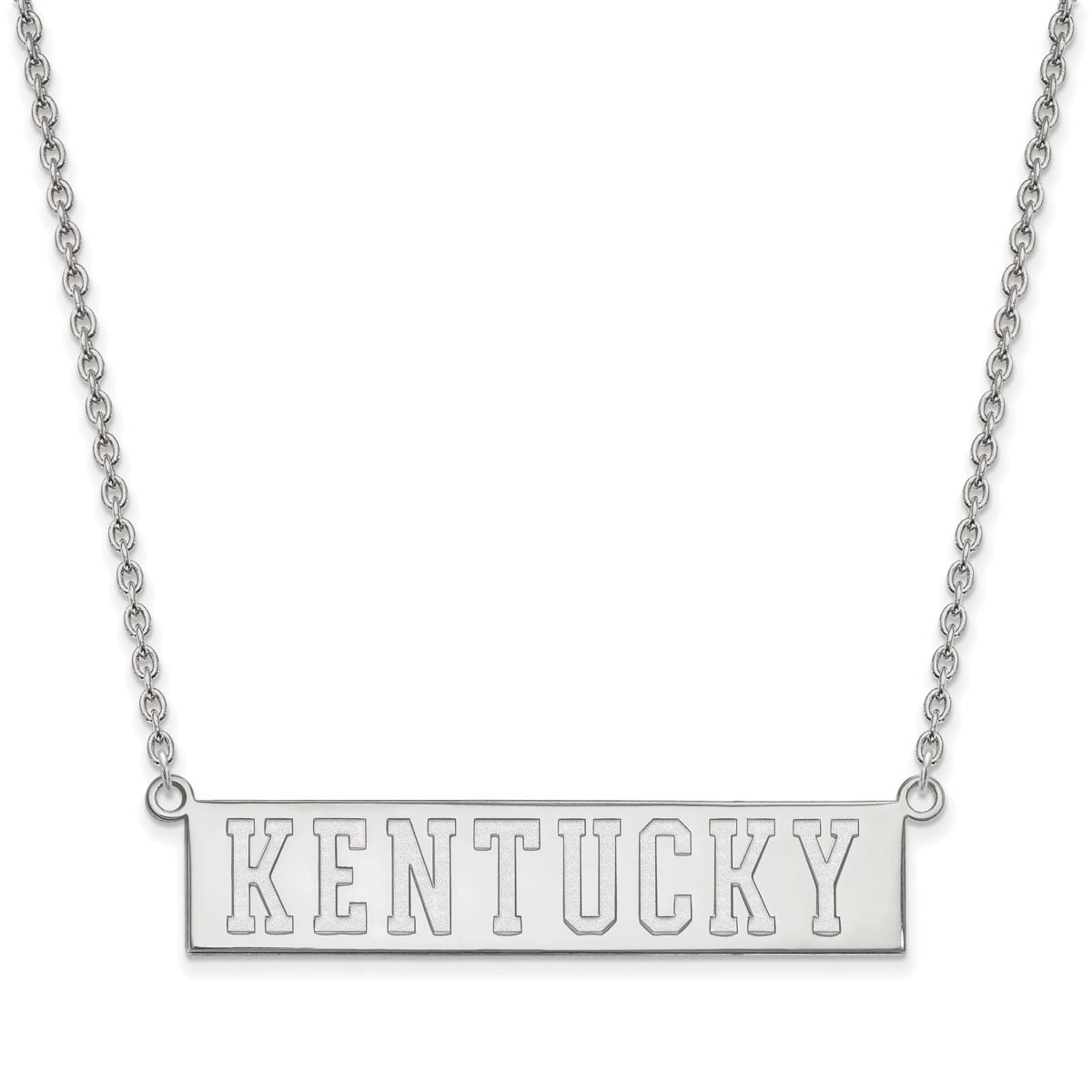 Sterling Silver Rhodium-plated LogoArt University of Kentucky Large Bar Pendant 18 inch Necklace QSS073UK-18