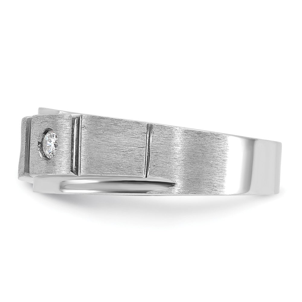 14k White Gold IBGoodman Men's Polished and Satin 1/4 carat Diamond Complete Ring