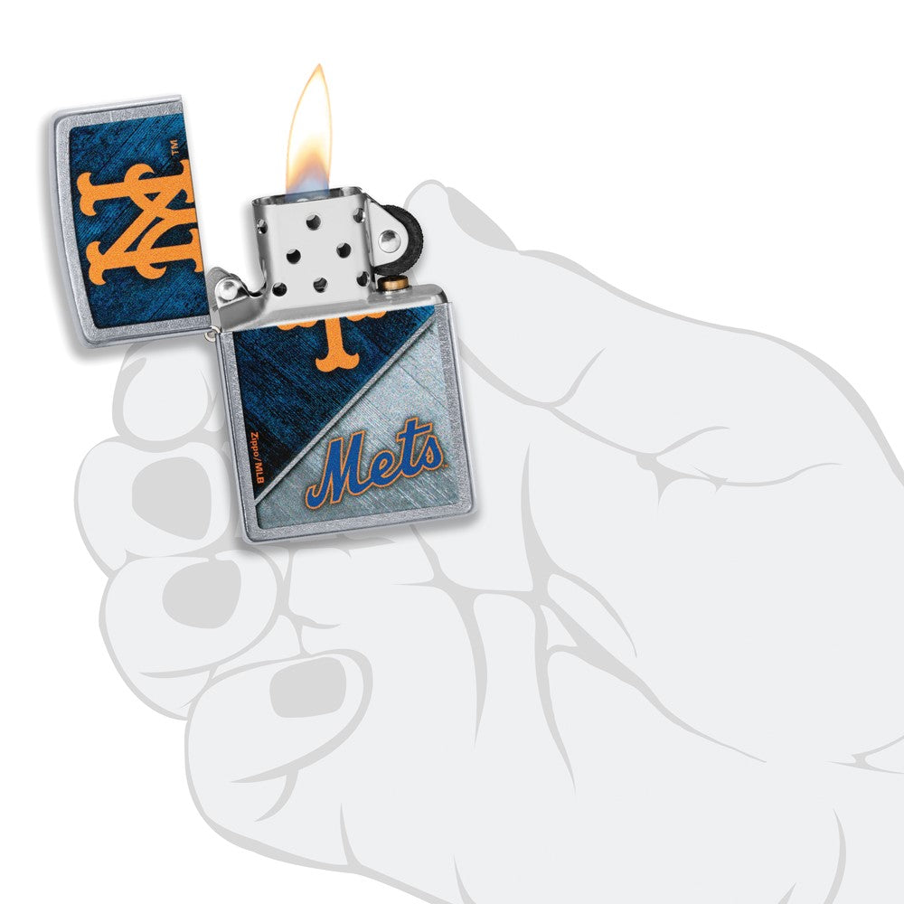 Zippo Street Chrome New York Mets Color Image MLB Lighter