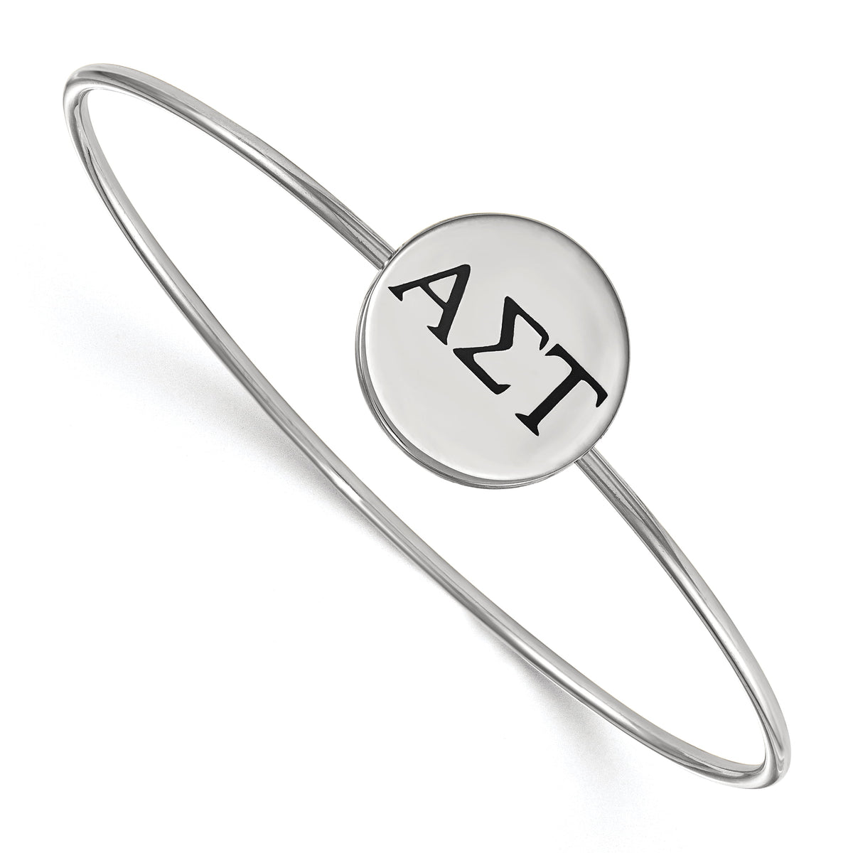 Sterling Silver Official Licensed Greek Sororities 7in Alpha Sigma Tau (???) Enameled Slip-on Bangle