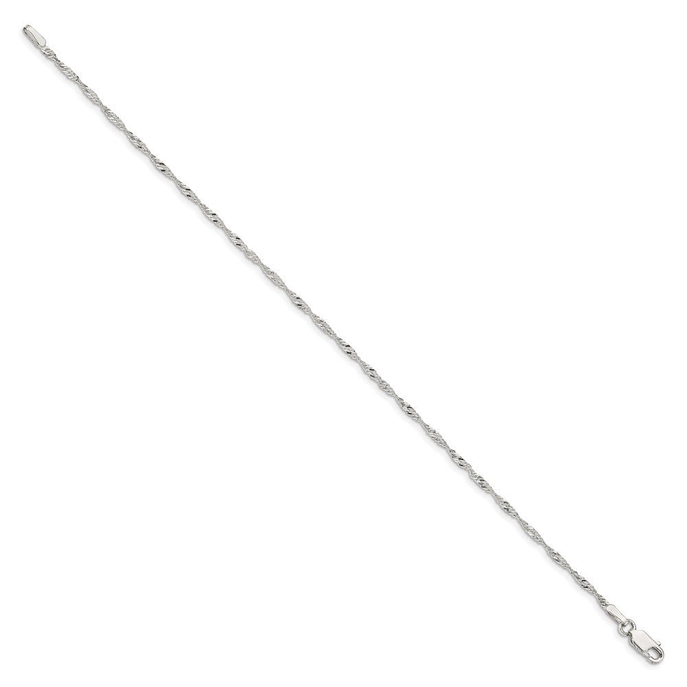 Sterling Silver 1.75mm Singapore Chain Anklet 9 inches