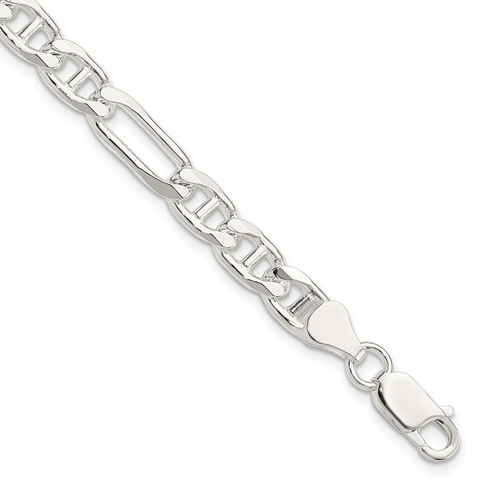 Sterling Silver 6.5mm Figaro Anchor Chain 8 inches