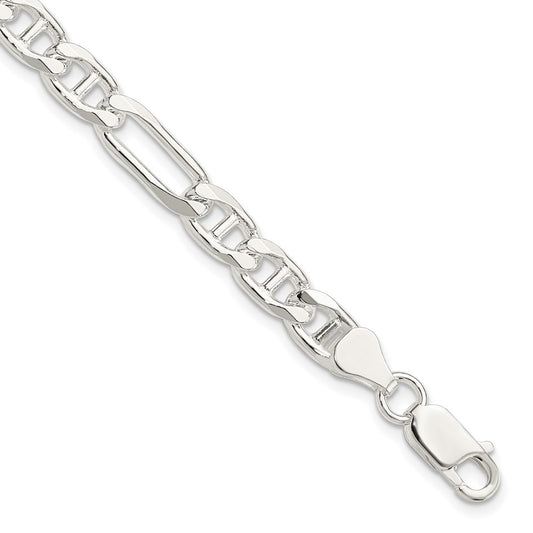 Sterling Silver 6.5mm Figaro Anchor Chain 8 inches
