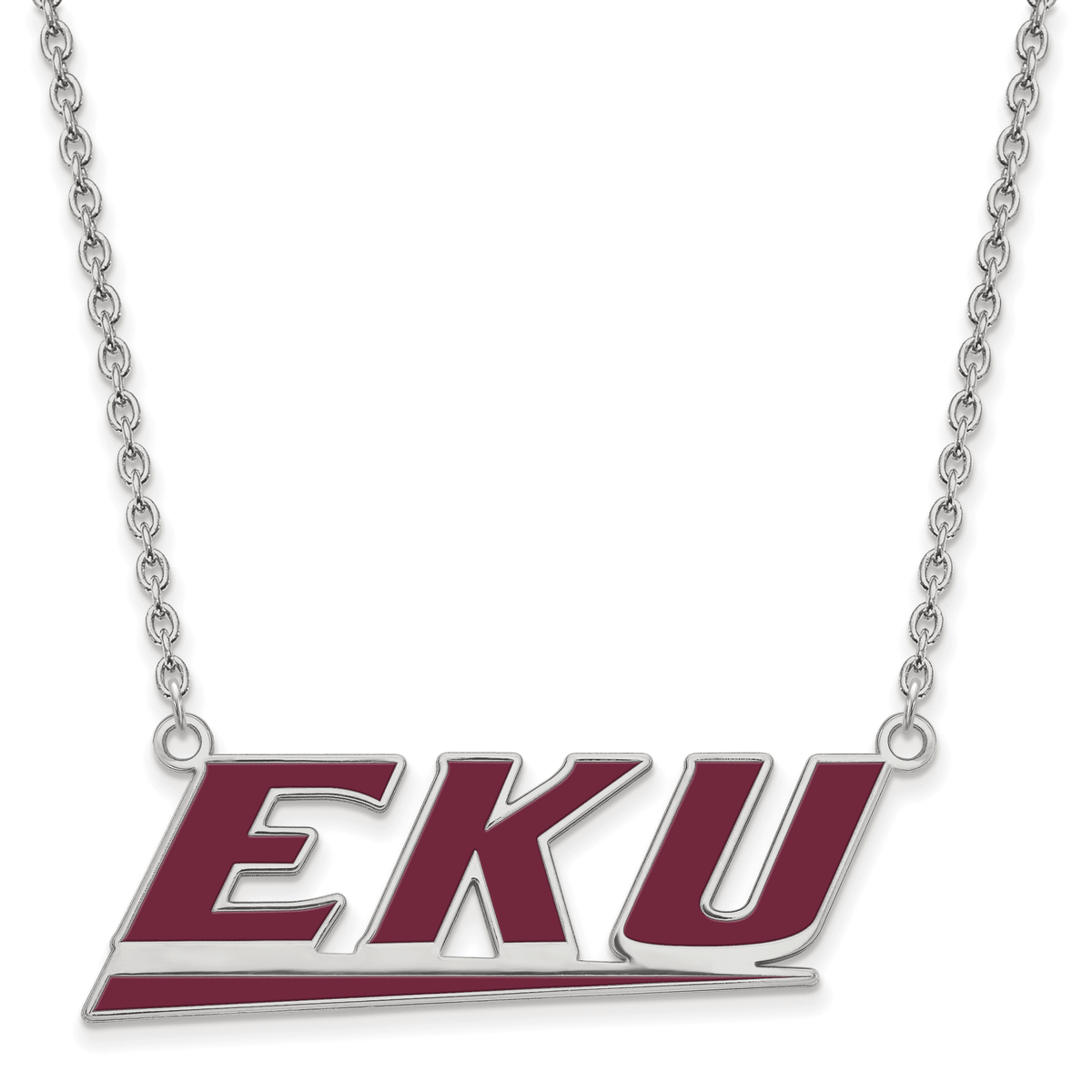LogoArt Sterling Silver Eastern Kentucky University Large Enamel Pendant Necklace