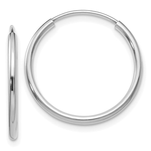 10k White Gold 1.2mm Polished Endless Hoop Earrings