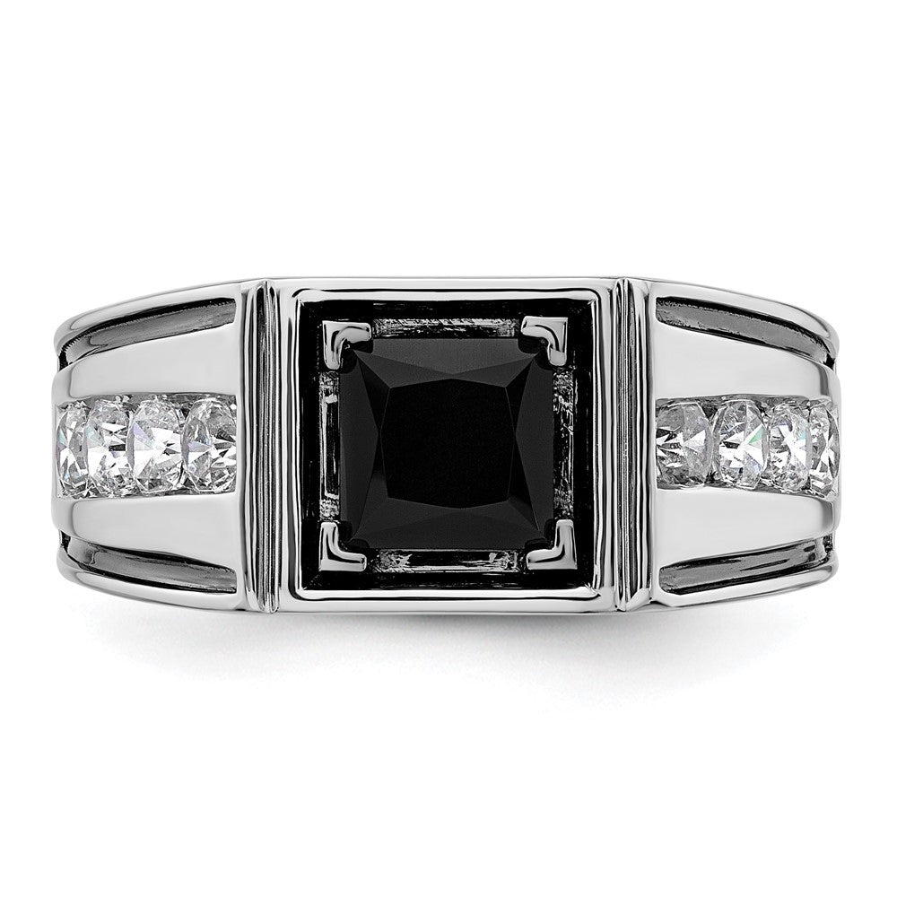 IBGoodman 14k White Gold Black Rhodium 7/8 carat Lab Grown Diamond VS/SI+ G+ and Onyx Complete Men's Ring