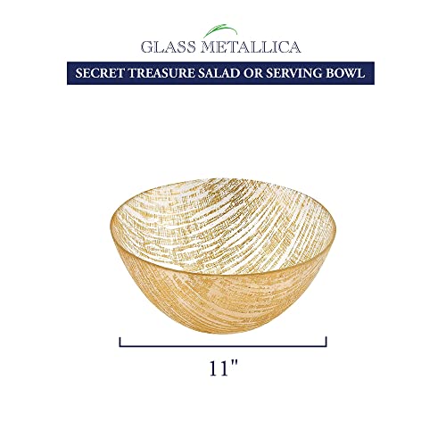 Badash Handcrafted Lead-free Crystal Secret Treasure Gold Line Bowl QGM23778