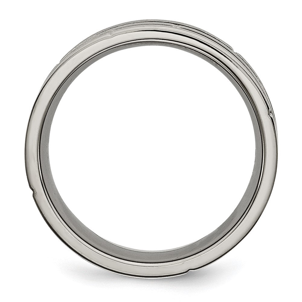 Titanium Polished/Satin 8mm Grooved & Notched Band Size - 8