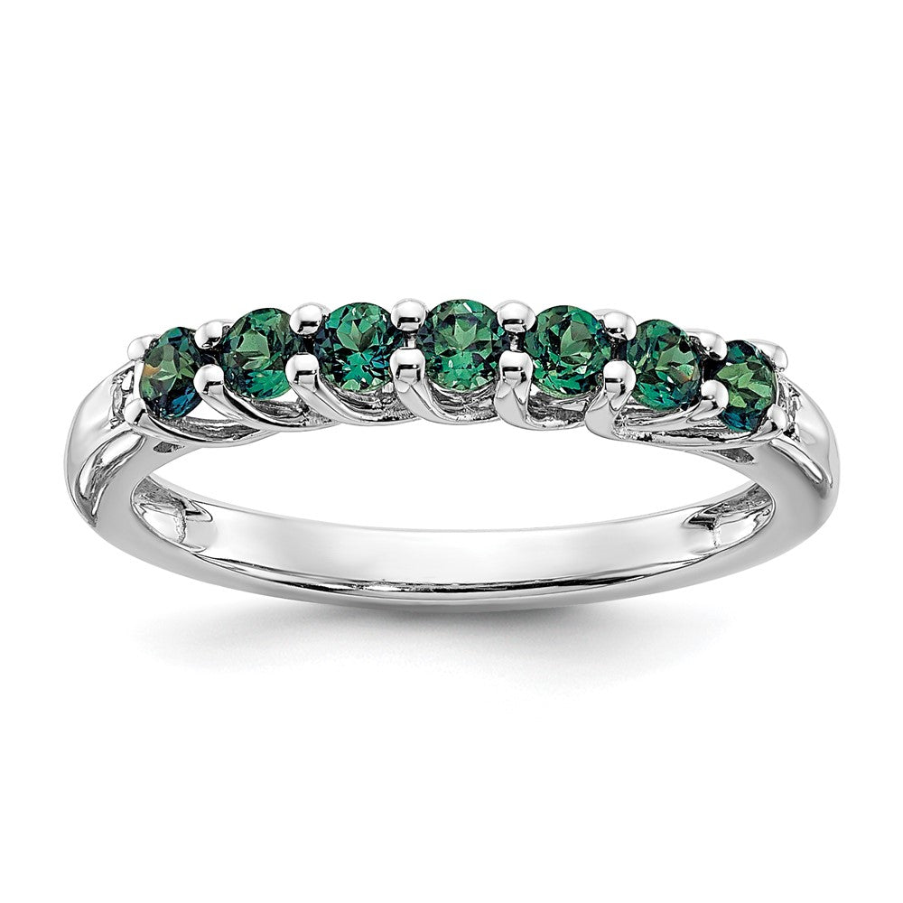 10k White Gold Created Alexandrite and Diamond Ring
