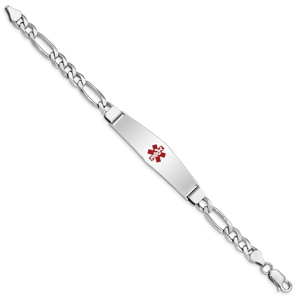 Sterling Silver Rhodium-plated Medical ID Figaro Link Bracelet 7 inches