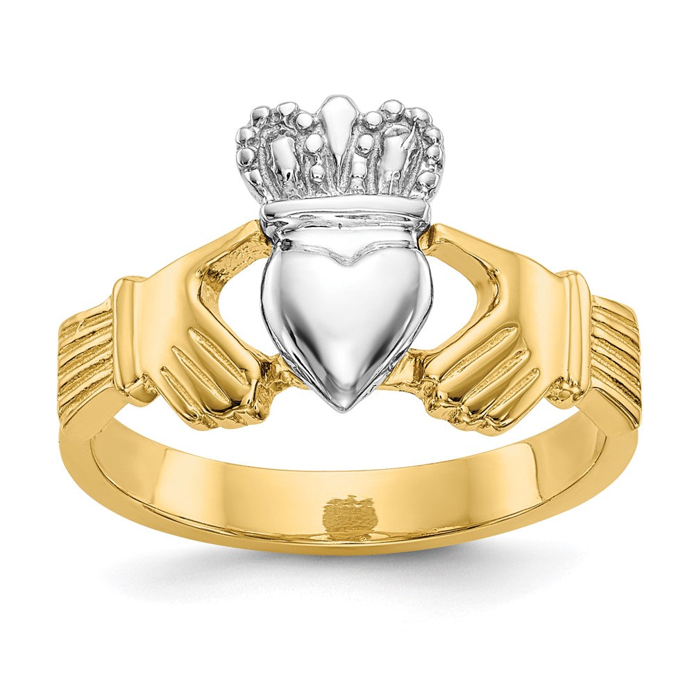 14k Two-tone Polished Claddagh Ring Size 6