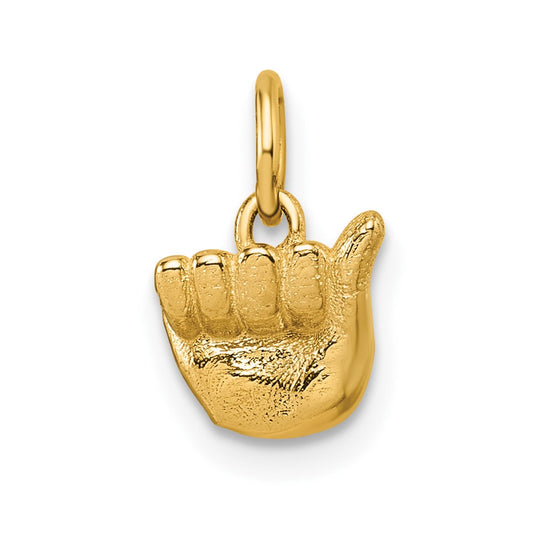 14K American Sign Language Alphabet Fingerspelling Sign A Pendant