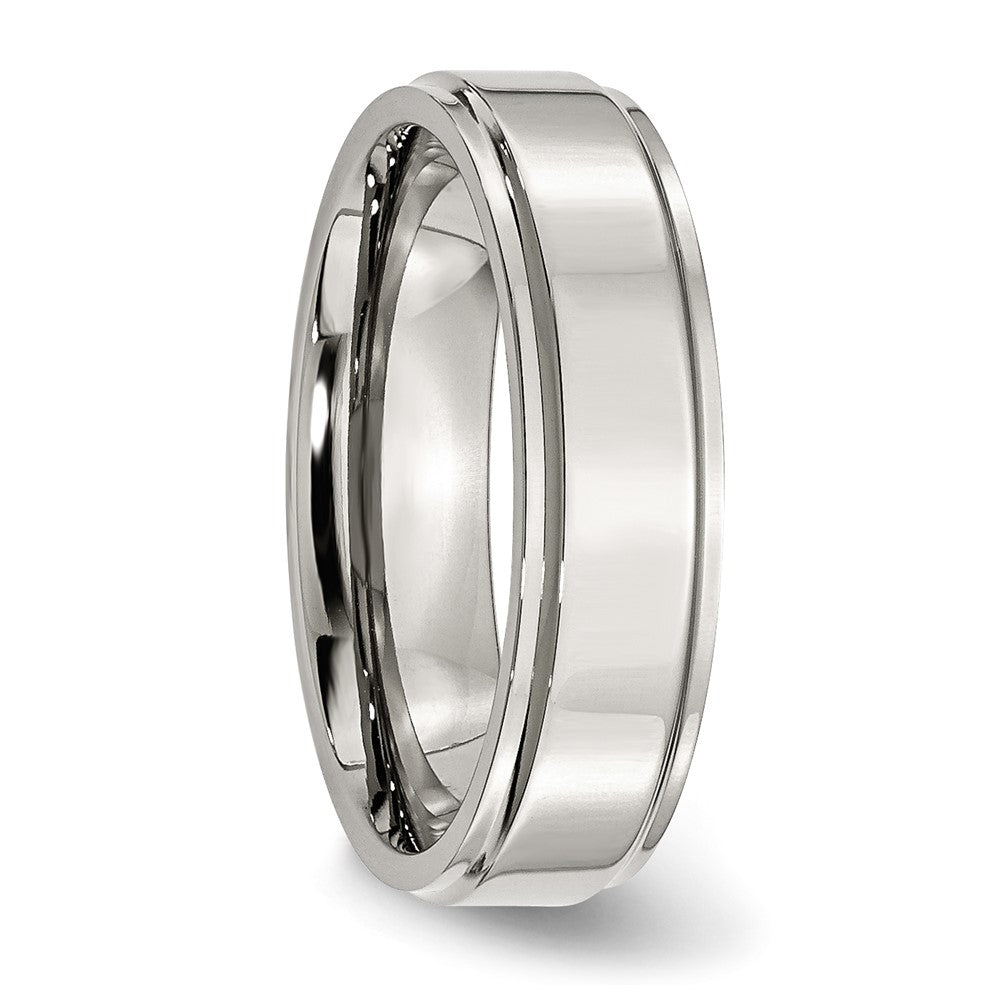 Stainless Steel Polished 6mm Ridged Edge Band Size - 8