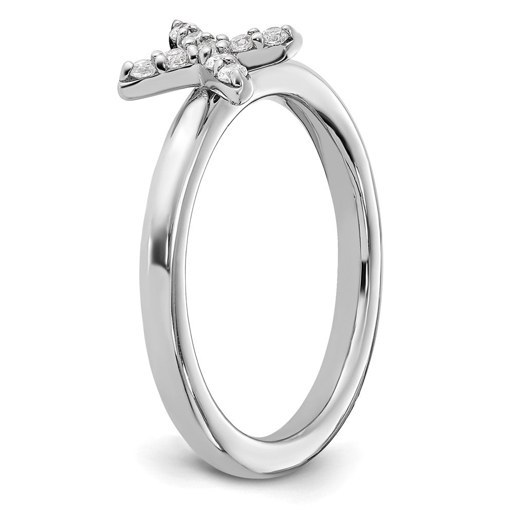 Sterling Silver Stackable Expressions Rhodium-plated CZ X Ring Size -9