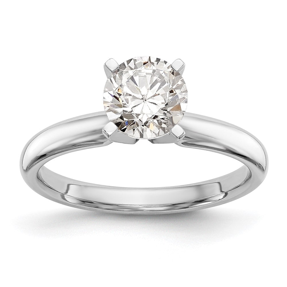 14k White Gold 3/4 carat Medium-Weight Comfort-Fit 4-Prong Round Solitaire Ring Mounting