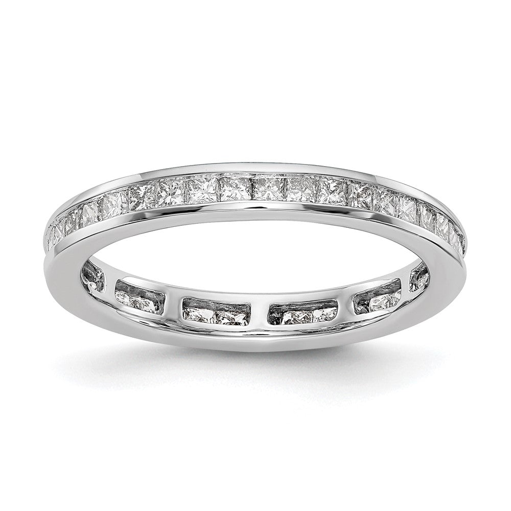 14k White Gold Polished Size 7.5 Channel-set 1 carat Princess Diamond Complete Eternity Band