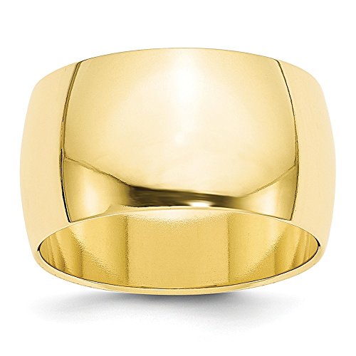 Primal Gold 10 Karat Yellow Gold 12mm Half Round Band Size 6