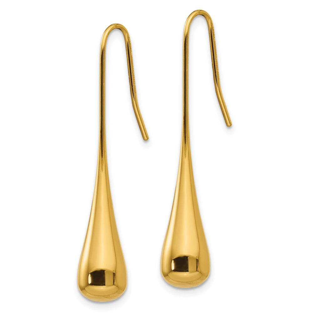 Stainless Steel Polished Yellow IP-plated Shepherd Hook Earrings